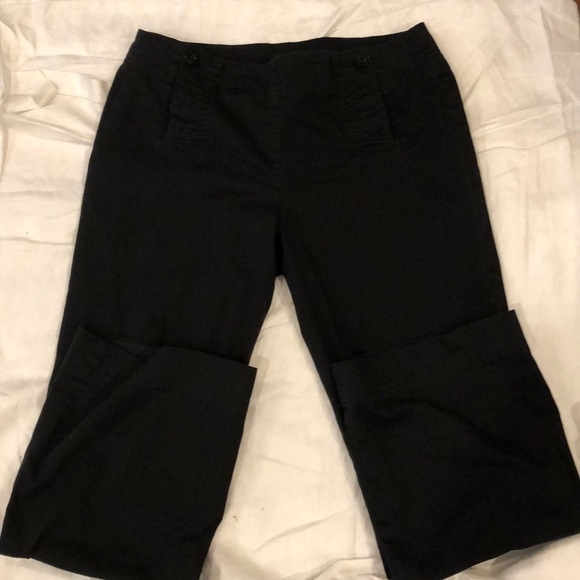 Sandro Petite Black Front Button Cotton Blend Pants Size 12P - Picture 1 of 5